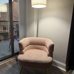 Pink Teddy Accent Chair with Gold Legs