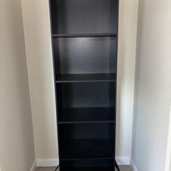 Two Black 5-shelf Bookcases