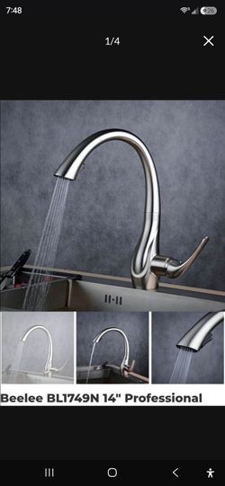 New Beelee Kitchen Sprayer, Pull Out Spray Head for Kitchen Sink Pull-Down Faucet G 1/2 Straight Thread 2-Function Stream Aerated Flow Brushed Nickel