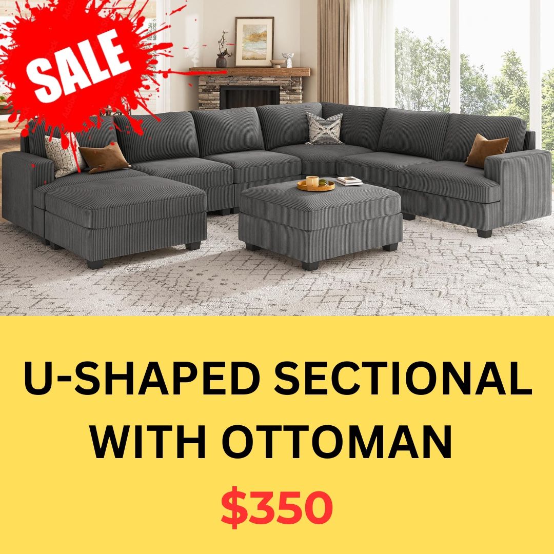 U-SHAPED SECTIONAL SOFA WITH OTTOMAN