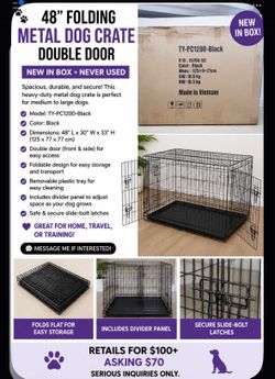 48" Folding Metal Dog Crate – Brand New in Box – $70
