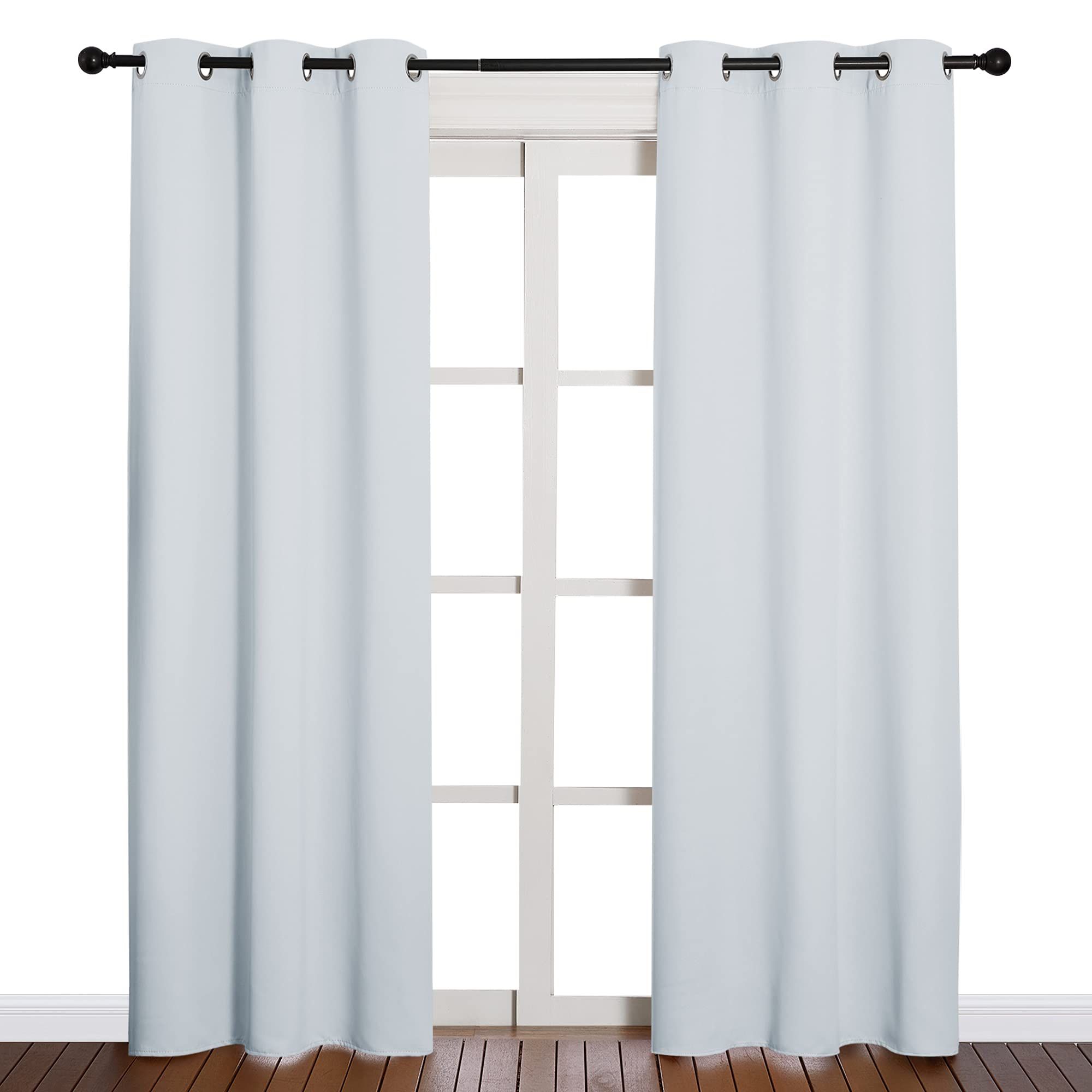 Light Grey-White NICETOWN Thermal Insulated Darkening Curtains 42x84