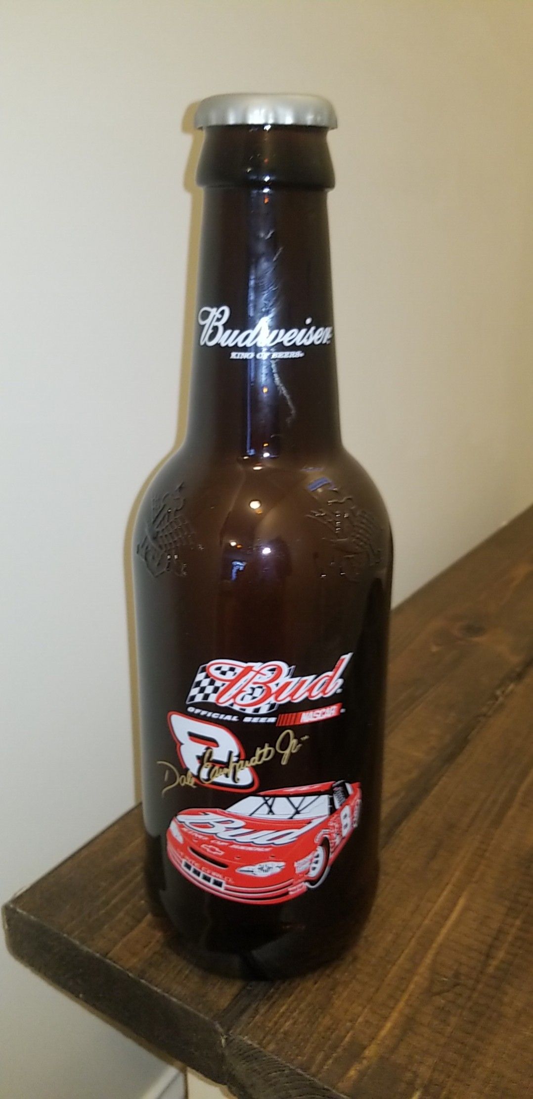 Budweiser NASCAR Dale Earhardt Jr Large Glass Bottle