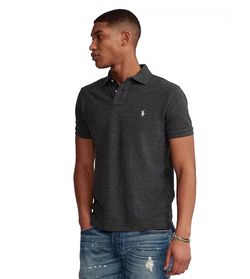 Polo Ralph Lauren Mesh Polo Shirt Size XLT Charcoal Gray 