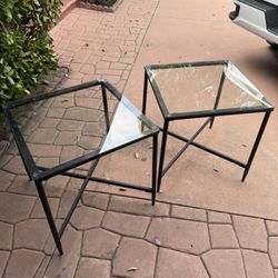 Set of 2 End Tables , Glass Top