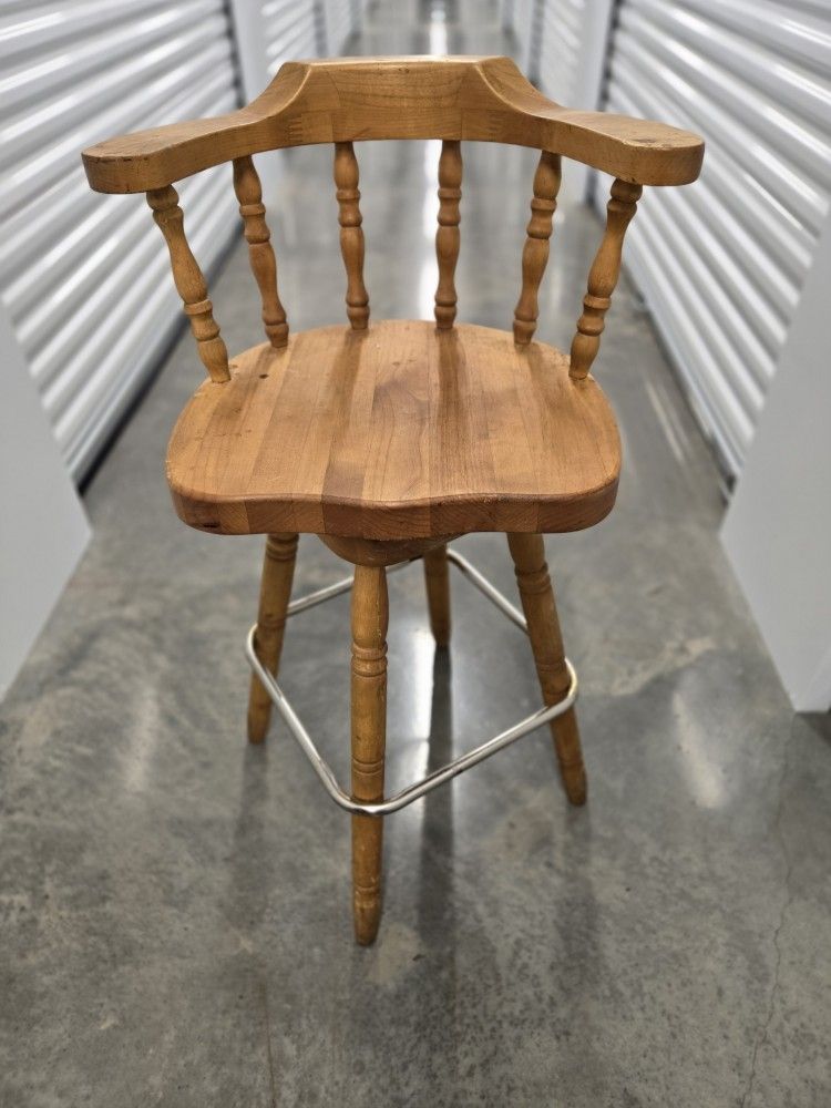 Pair of 360° Swiveling Wooden Stools - $70