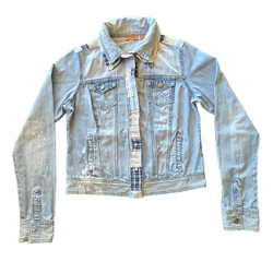 Wrangler Denim Jacket With Plaid . Please check photos for accurate descriptions