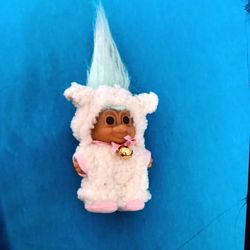 Rare 80s TrollRuss Troll -Easter Lamb with Aqua Hair