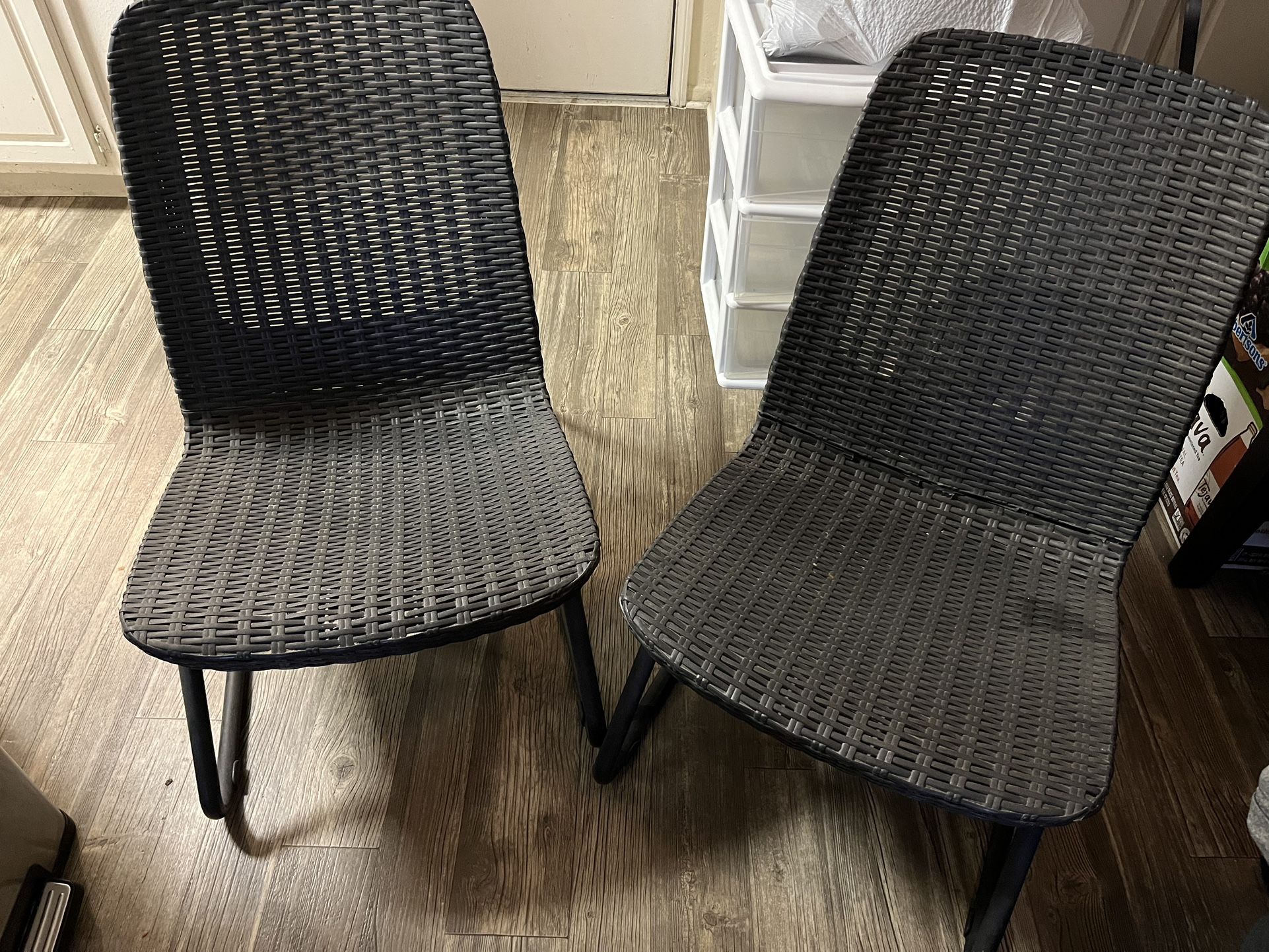 Matching Brown Grid Designed Outdoor Chairs