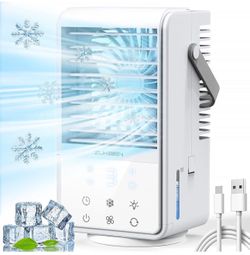 Portable Air Conditioners, 90° Oscillation Mini Air Conditioner With 3 Speeds 2 Mist, 1000ml Evaporative Air Cooler Fan With 9 Timer 7 Colors, Portabl