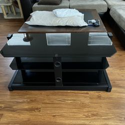 Large Black Glass TV Stand