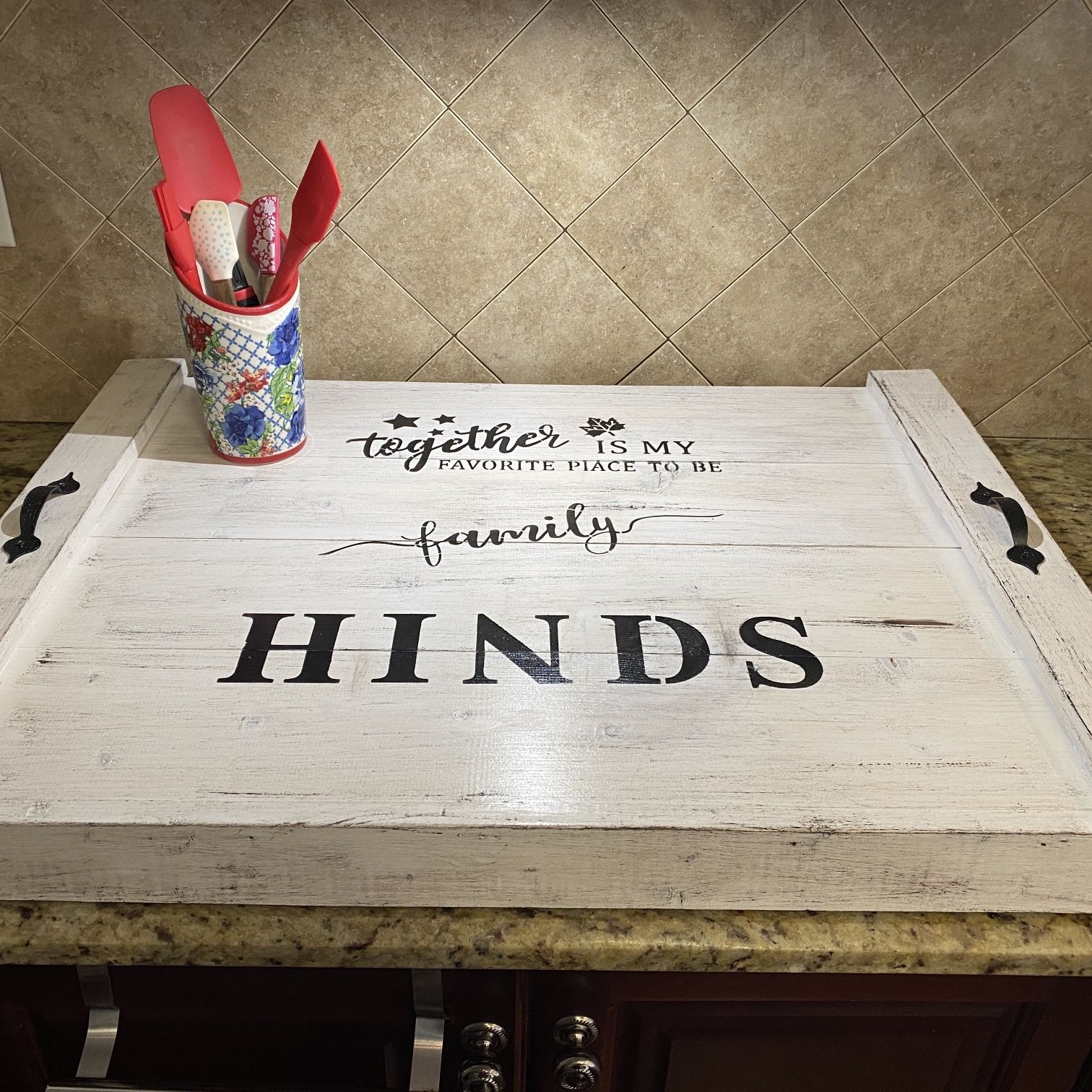 Handcrafted Stove Top Cover | Stained Wood Stove Cover for gas stove