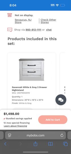 Savannah Grey and White night stand