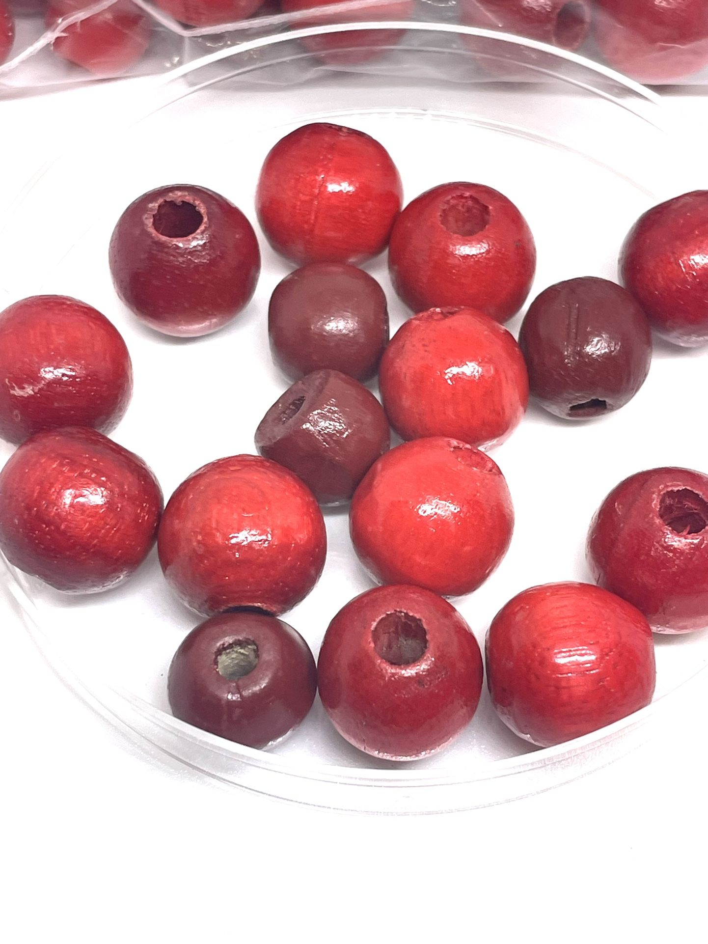 Lot Of 68 Red Wooden Beads