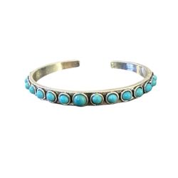 Silver Toned Cuff Style Turquoise Bracelet 