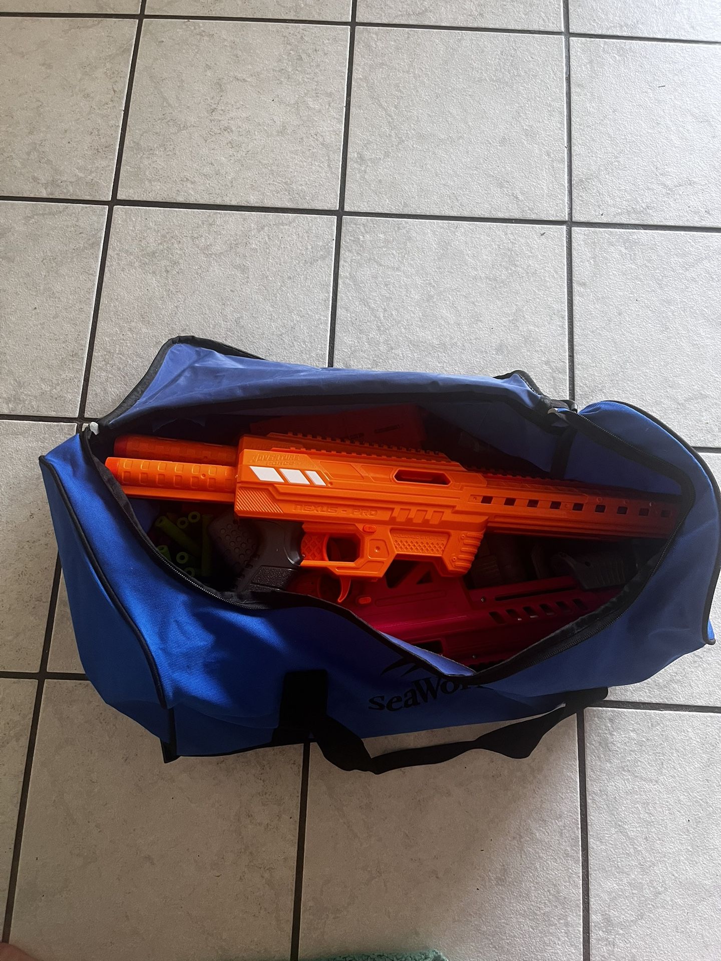 Bag Of Nerf Toys And Accessories