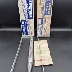 Vintage D-L Aluminum Grain Bin & Soil Utility Thermometer Lot