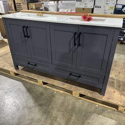 60 inch double sink vanity with backsplash