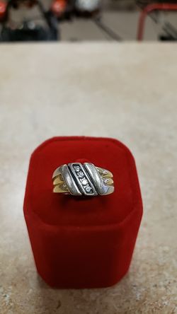14k Yellow and White Gold Men's Diamond Ring