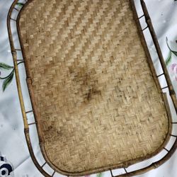 Vintage Bamboo Woven Rattan Wicker Lap Tray