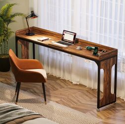 Overbed Table with Wheels, 71" Laptop Cart with Outlets & USB Ports