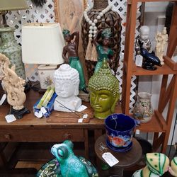Asian Art, Buddha, Plants, Pots,glassware, Dressers, Easter 