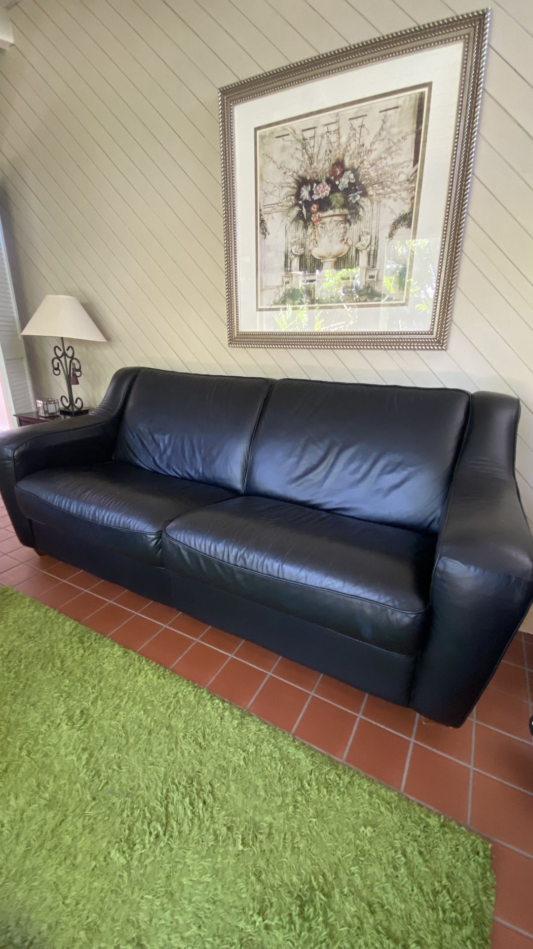 Modern Black Leather Couch