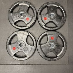 4 - 45 Pound Rubber Coated Olympic Weight Plates 