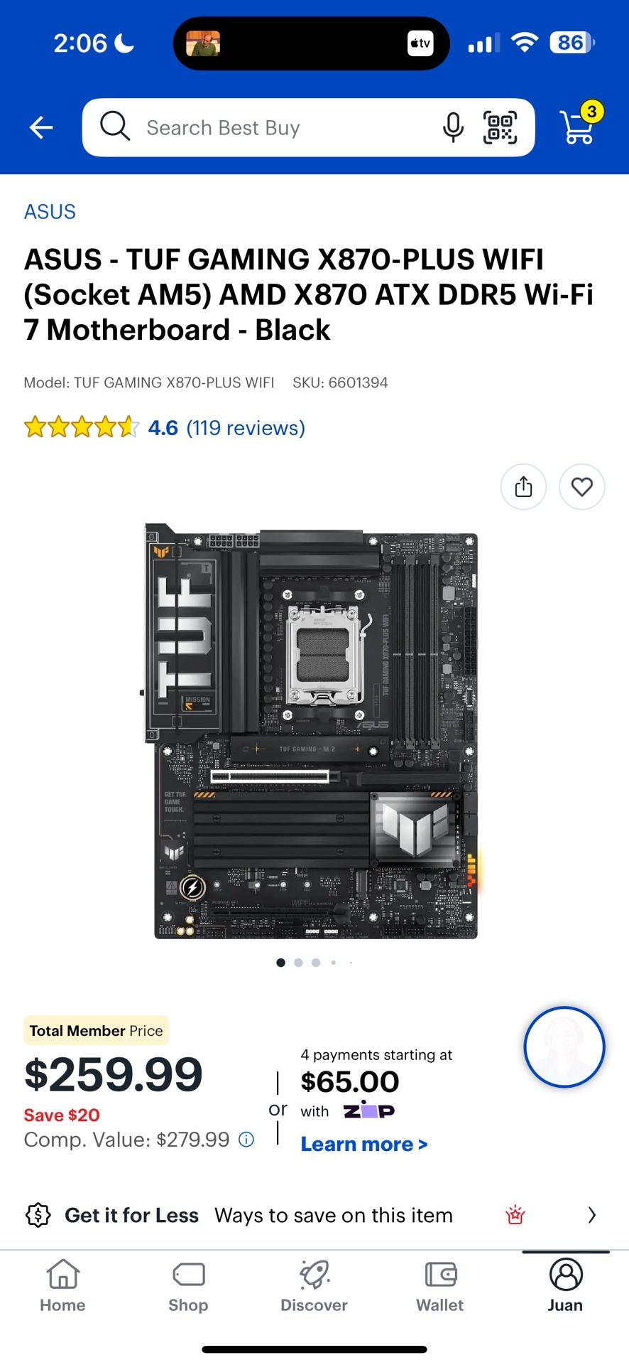ASUS - TUF GAMING X870-PLUS WIFI (Socket AM5) AMD X870 ATX DDR5 Wi-Fi 7 Motherboard - Black