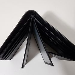 Mens Slim Genuine Leather Wallet Credit Card, Money, Pictures Holder Wallet (Black)