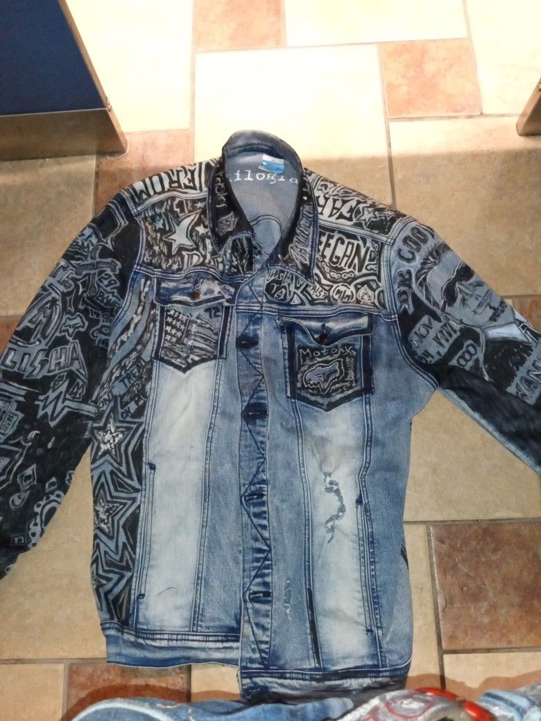 Custom Hand-painted Denim Jacket Size L