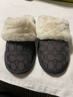 Coach Signature Shearling Slippers Black EUR 38.5