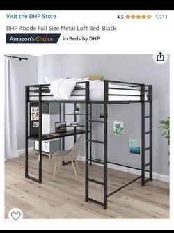 Black Full Size Loft Bed with Desk
