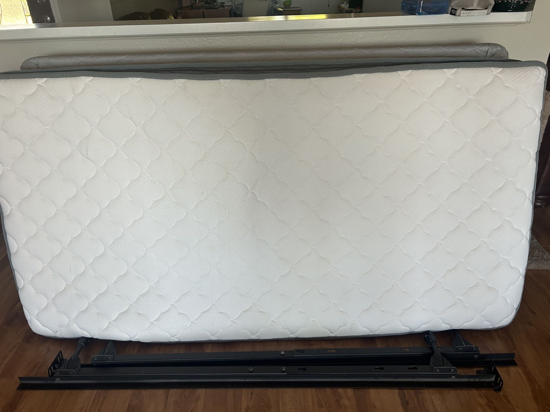 Twin Mattress, Box Spring And Metal Frame