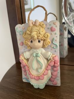 Happy Birthday Precious Moments Porcelain Gift Bag Ornament Vintage 1995 