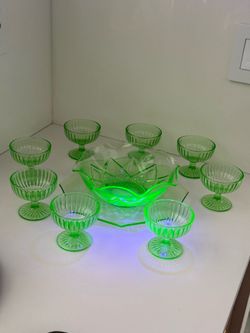 Vintage Depression Glass Uranium 10 pcs
