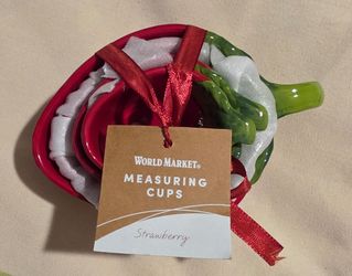 World Market Strawberry Ceramic Measuring Cups & Spoons Set – New
