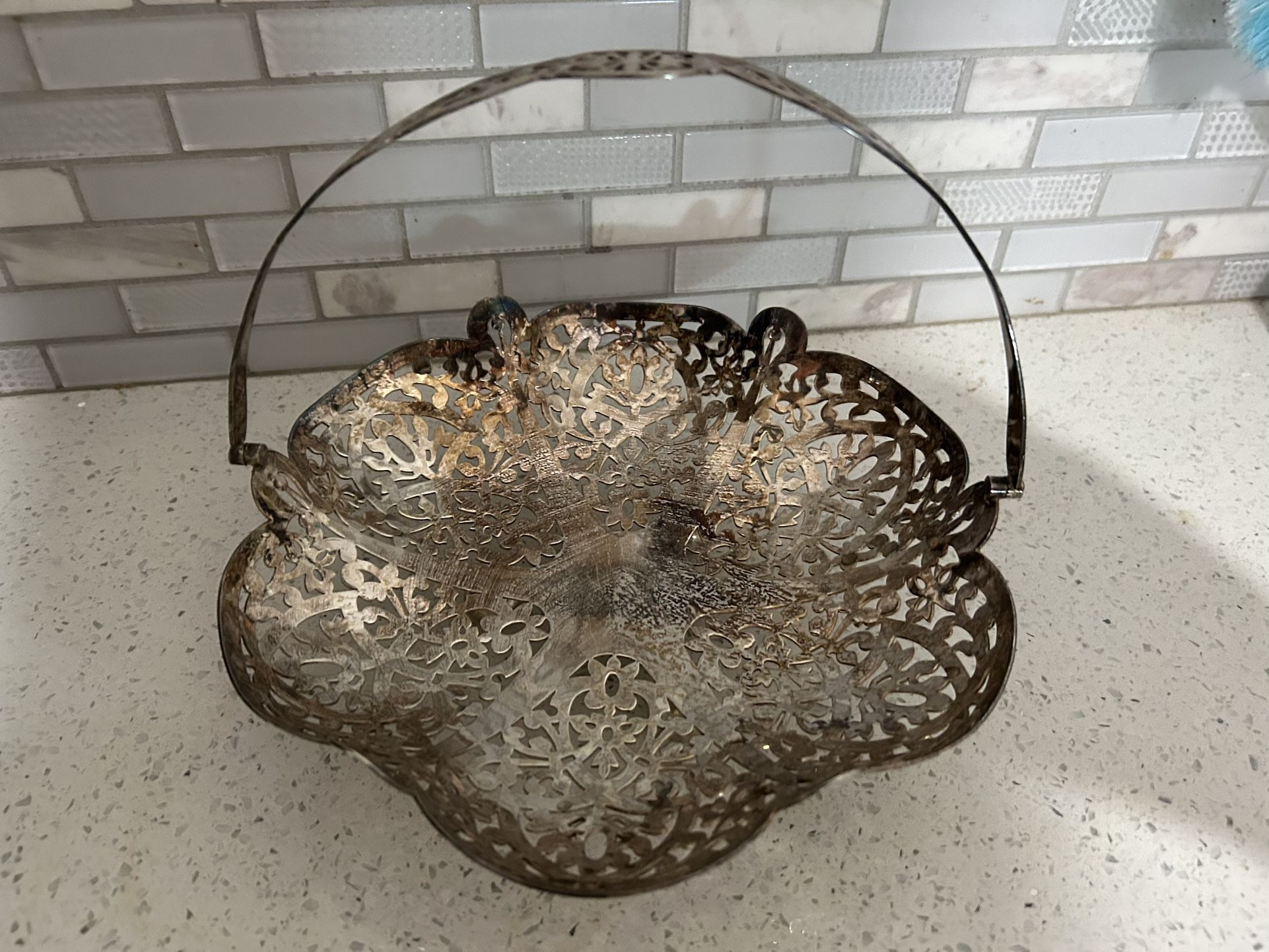 Vintage silver plated basket