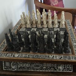 Handmade Vintage Chess Set With Storage