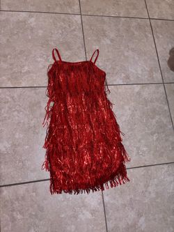 Red dress vestido tassels vaquero quinceañera western