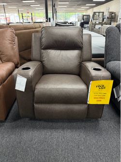 Manual Rocker Recliner in Brown Leather. Delivery Available