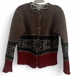 Brown and Red Wool Cardigan 
