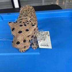 Handmade Burlap Wrapped Leopard 