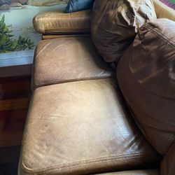 Brown Genuine Leather Couch For Sale
