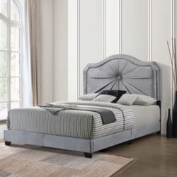 Brand New Gray Velvet Queen Bed 