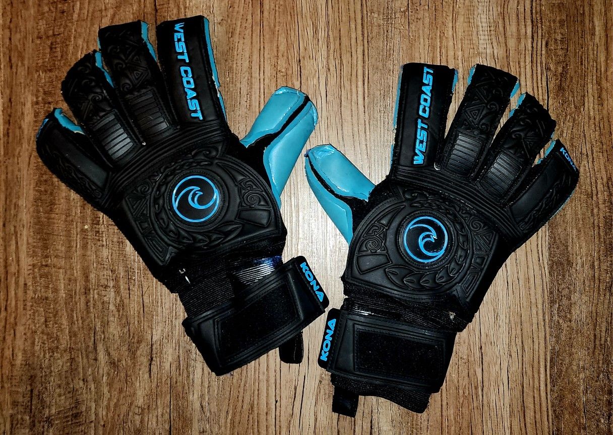 West Coast KONA Blackout Cyan Edition Goalkeeper Gloves Pre Owned
