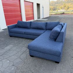 Blue 2 Piece L Shape Sectional Sofa
