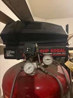 6HP 60 Gallon Air Compressor Twin Cylinder Oil-Free