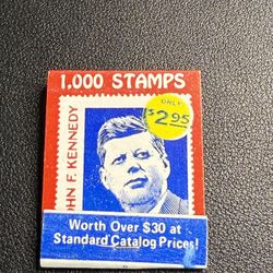 Vintage 1960s Matchbook JFK Stamp Offer 1000 World Stamps, Unused, Unstruck
