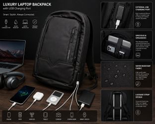 Thin Slim Luxury Laptop Backpack with USB Charging Port| Heroic Knight Fashion